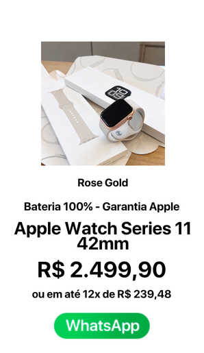 Apple Watch Series 11 42mm Rose Gold - R$ 2499,90 A vista ou em até 12x de R$ 239,48 - Seminovo