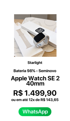 Apple Watch SE 2 40mm - R$ 1499,90 A vista ou em até 12x de R$ 143,65 - Seminovo