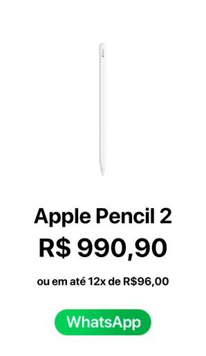 Apple Pencil 2 R$ 990,90 A vista ou em até 12x de R$ 96,00 - Novo