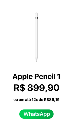 Apple Pencil 1 R$ 899,90 A vista ou em até 12x de R$ 86,15 - Novo
